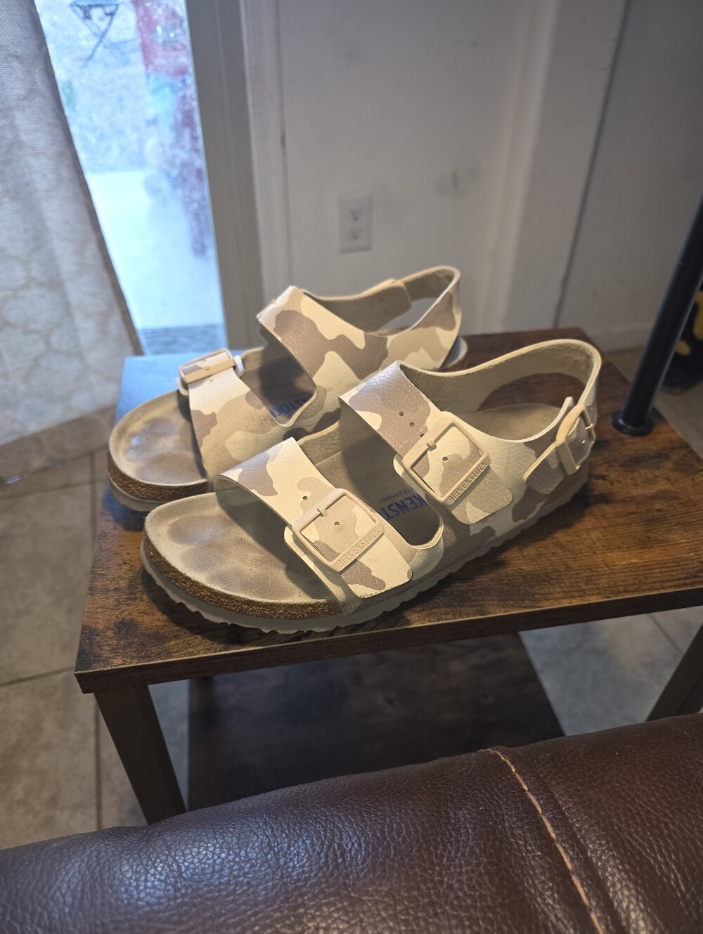 Birkenstock Beige Camo Double-Buckle Sandals